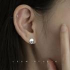 Textured Ear Stud 1 Pair - 925 Silver - Earrings - Round - Ab - One Size