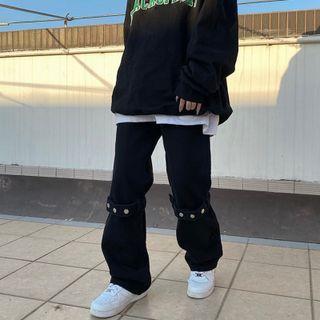 Cross Strap Wide Leg Jeans