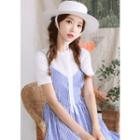 Spaghetti-strap Stripe A-line Mini Dress