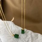 Faux Gemstone Pendant Stainless Steel Necklace E34 - Green - One Size