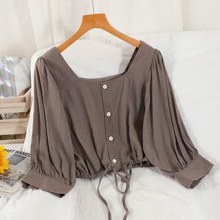 Button-up Plain Blouse