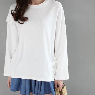 Frill-trim Drop-shoulder T-shirt