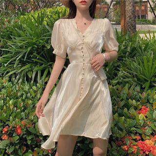 Shimmer Short-sleeve V-neck Dress