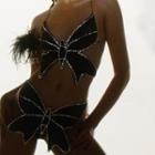 Rhinestone Butterfly Cropped Halter Top Black - One Size