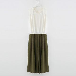 Color Panel Sleeveless Jumpsuit