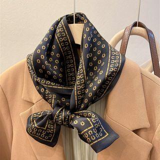 Patterned Silk Scarf Black - One Size