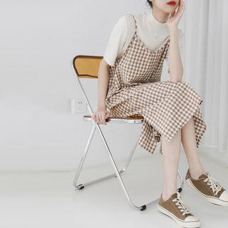 Plaid Split Vest Dress