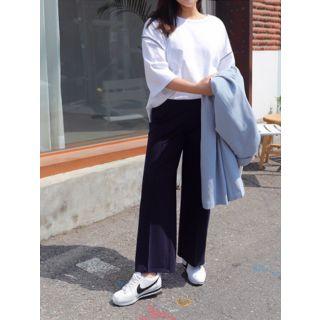 Plus Size Band-waist Seam-front Dress Pants
