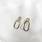 Geometry Stud Earring 1 Pair - 925 Silver Stud - Gold & Black - One Size
