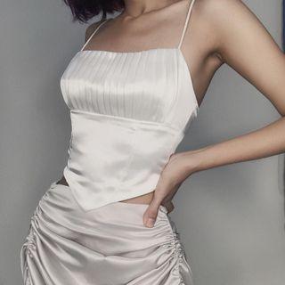 Pleated Cropped Camisole Top