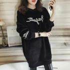 Letter Embroidered Long Pullover