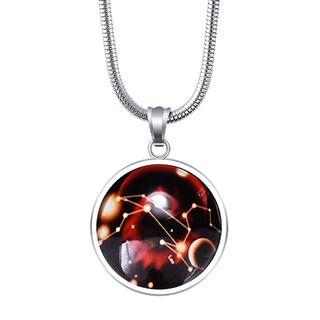 Stainless Steel Fluorescent Zodiac Pendant Necklace