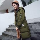 Patch Embroidered Hooded Long Padded Coat