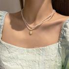 Faux Pearl Pendant Layered Necklace White Faux Pearl & Gold Pendant - One Size
