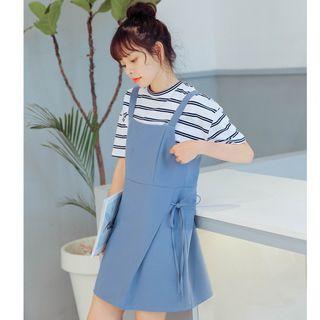 Plain Tie Side Pinafore Dress
