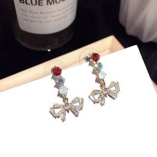 Gemstone Bow Dangle Earring Gold - One Size