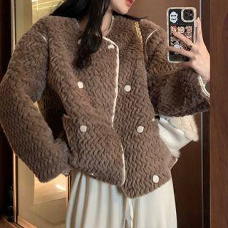 Double-breasted Jacket Dark Brown - One Size