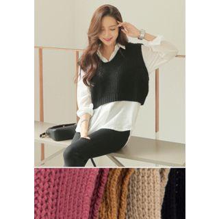 V-neck Cropped Knit Vest