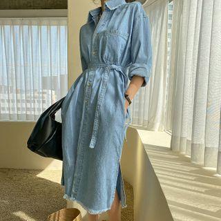 Long Denim Shirtdress & Sash