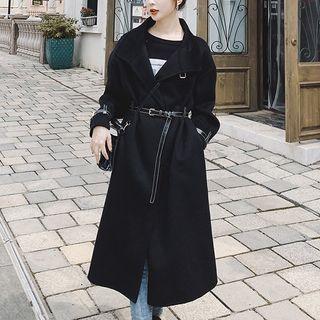 Stand Collar Belt Fleece Coat