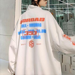 Lettering Print Mock-neck Sweatshirt