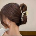 Flower Rhinestone Alloy Hair Clamp Champagne - One Size