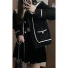 Tweed Jacket / Lace Blouse / Pleated Skirt
