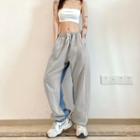 Two-tone Loose-fit Joggers Grayish Blue - One Size