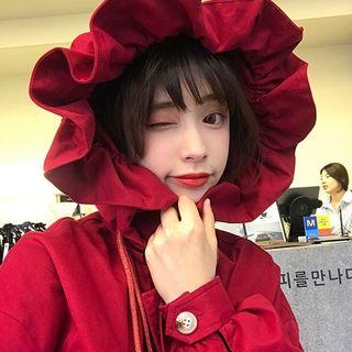 Dual-pocket Frill Trim Hooded Jacket