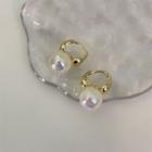 Faux Pearl Earring 1 Pair - Gold & White - 1.4cm