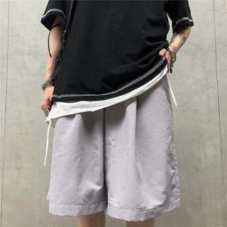 High-waist Plain Straight-cut Shorts