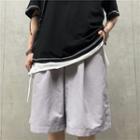 High-waist Plain Straight-cut Shorts