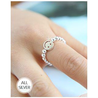 Smile Ball-chain Silver Ring
