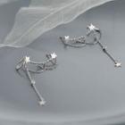 Star Chained Sterling Silver Dangle Earring 1 Pair - Silver - One Size