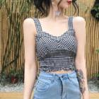Checked Sleeveless Cropped Top