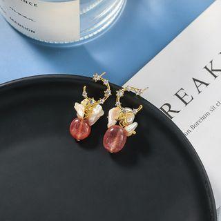 Freshwater Pearl Gemstone Dangle Earring 1 Pair - S925 Sterling Silver Pin - Freshwater Pearl Gemstone Dangle Earring - One Size