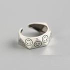 925 Sterling Silver Smiley Face Open Ring Vintage Silver - One Size