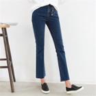 Fray-hem Boot-cut Jeans With Key Charm