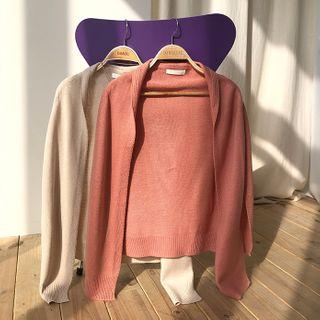 False-sleeve Knit Cape Cardigan