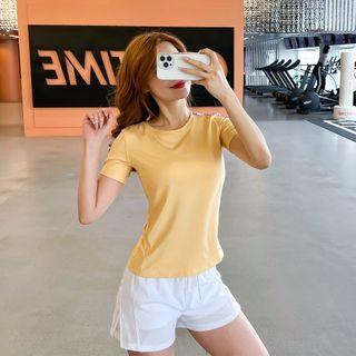 Short-sleeve Quick Dry Plain Yoga T-shirt