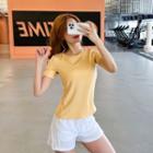 Short-sleeve Quick Dry Plain Yoga T-shirt