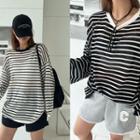 Ringer Long-sleeve Stripe Knit Top