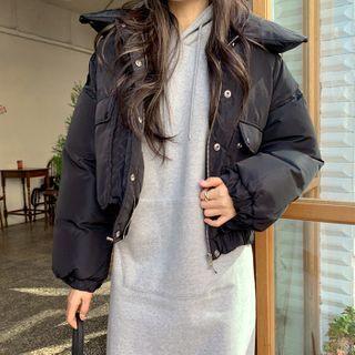 Collared Flap-pocket Padded Jacket