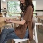 Plain Loose-fit Round-neck Short-sleeve T-shirt