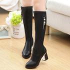 Block Heel Knee-high Boots / Faux Patent Leather High Heel Pumps