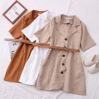 Single-breasted Lapel Mini Dress With Belt