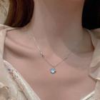 Moonstone Pendant Alloy Necklace 1pc - Silver & Blue - One Size