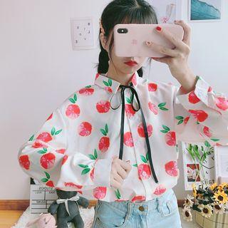 Fruit Print Long-sleeve Shirt As Shown In Figure - One Size