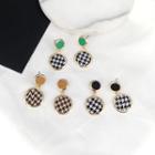 Houndstooth Fabric Disc Dangle Earring