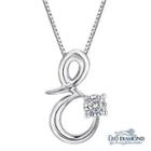 Initial Love 18k White Gold Diamond Pendant Necklace (16) - E